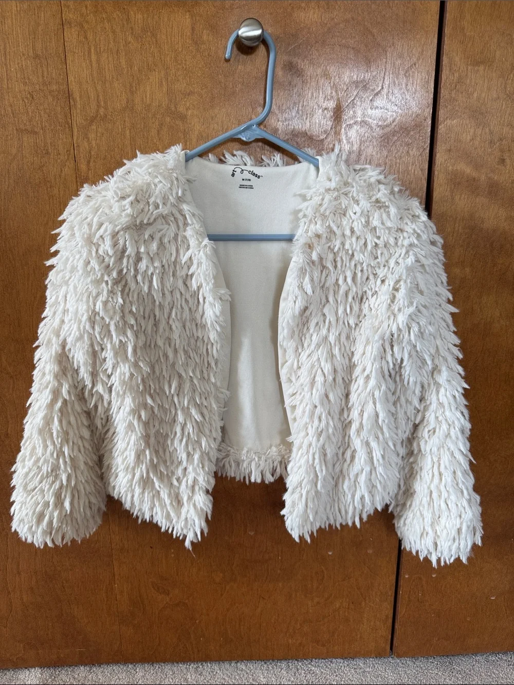 Faux Fur Cream Jacket - Art class kids jacket